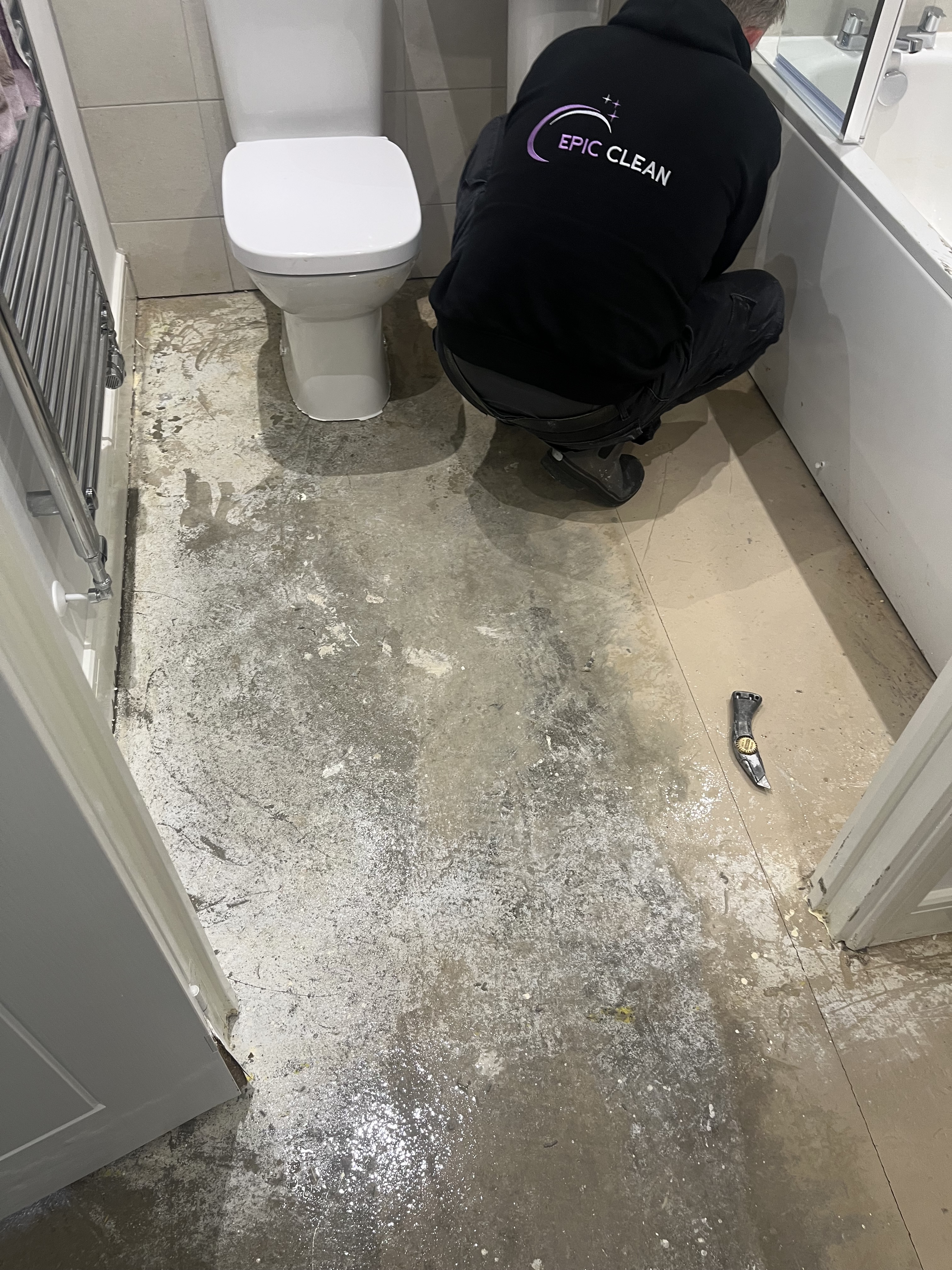 Dehumidifier drying after water damage by Epic Clean